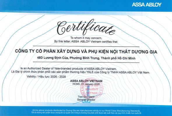 Công ty Cổ Phần Xây Dựng Và Phụ Kiện Nội Thất Dương Gia – Đơn Vị Cung Cấp Khóa Điện Tử Yale Chính Hãng Tại Việt Nam