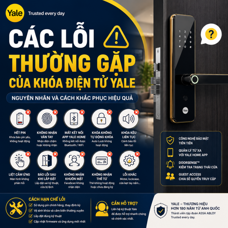 Các Lỗi Thường Gặp Của Khóa Điện Tử Yale Các Lỗi Thường Gặp Của Khóa Điện Tử Yale